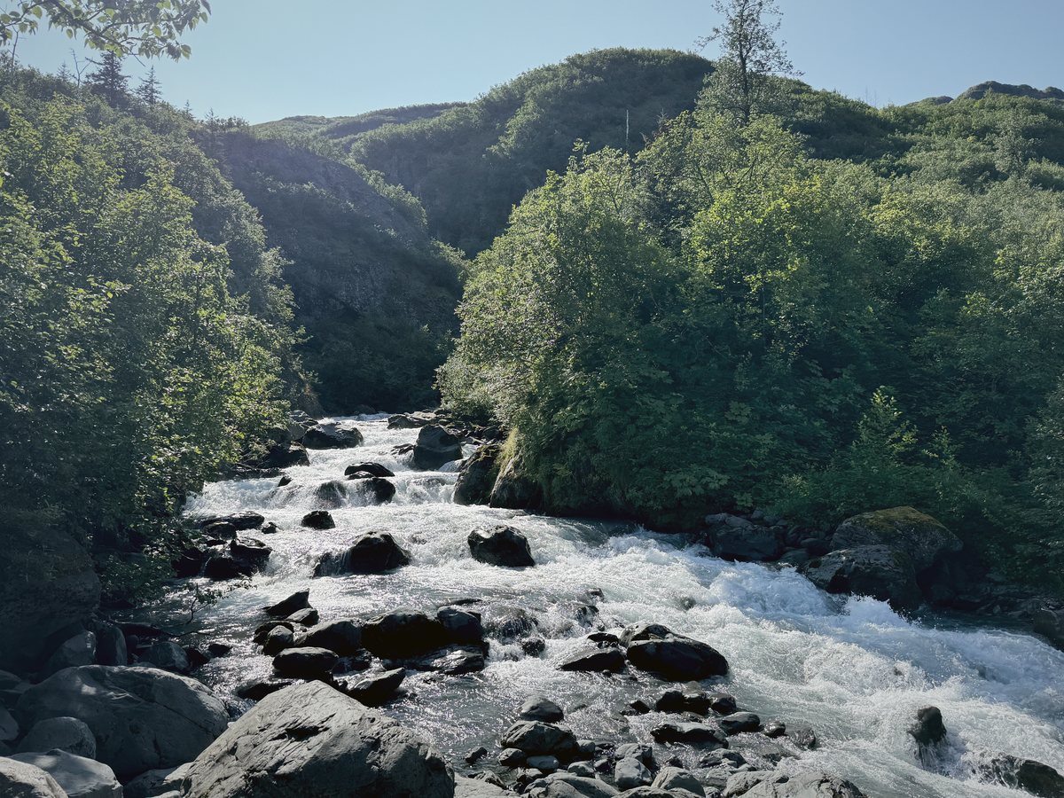 A creek tumbling to the sound