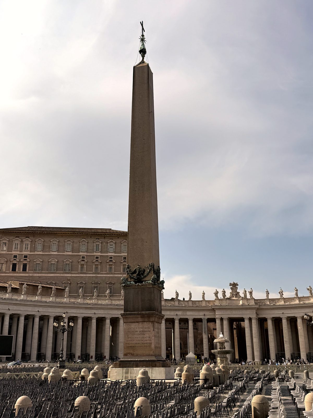 The obelisk and colonnade of St. Peter’s Square