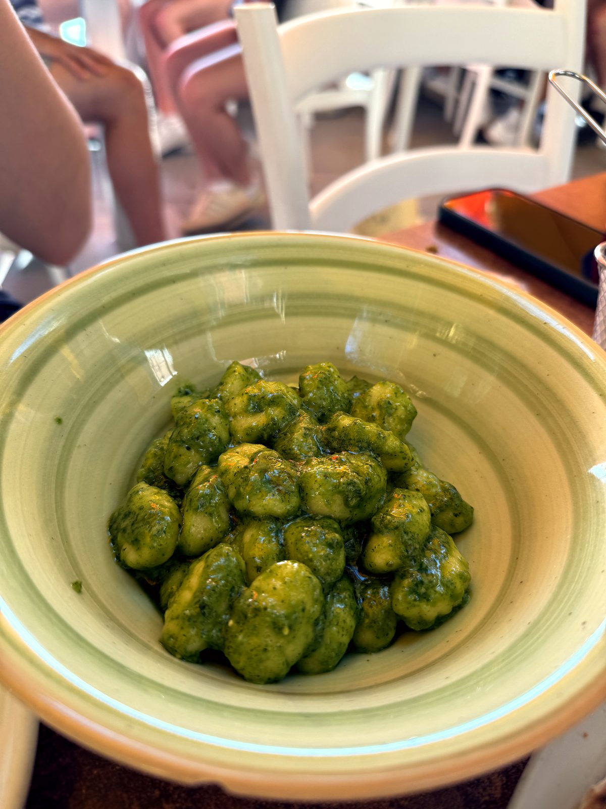 A bowl of trofie al pesto