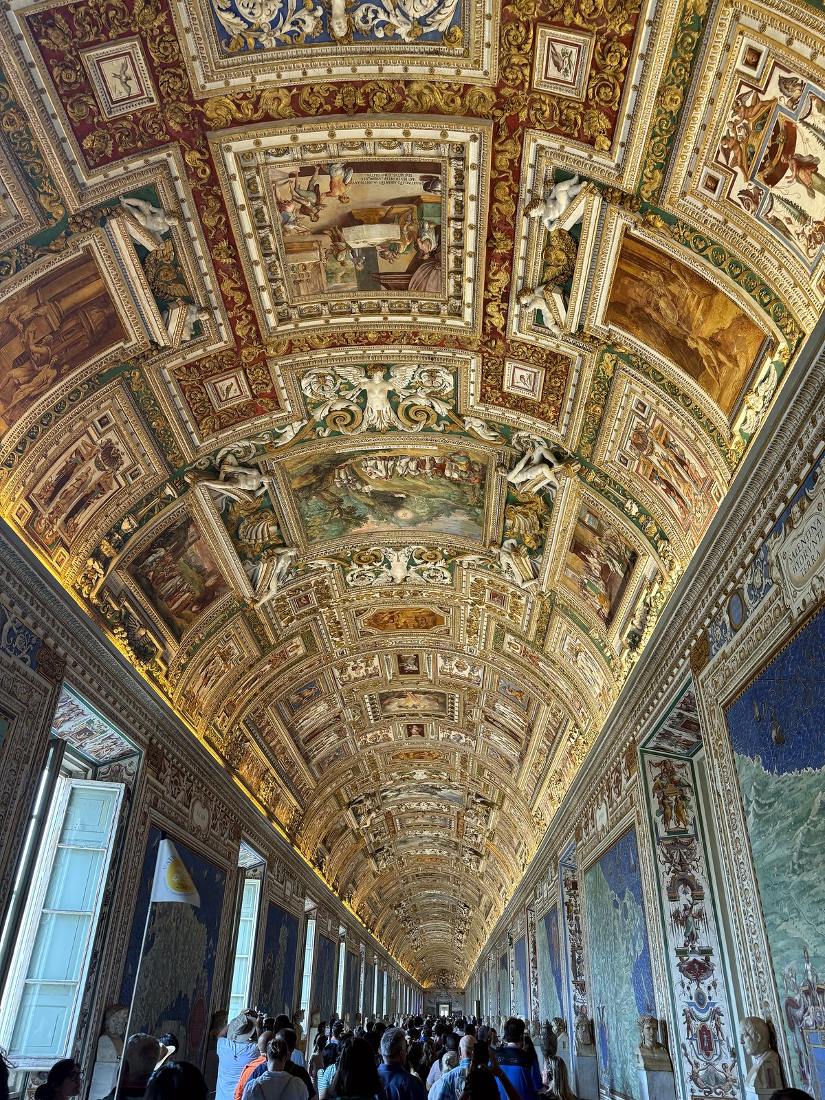 A painted gallery ceiling in the Vatican Museums