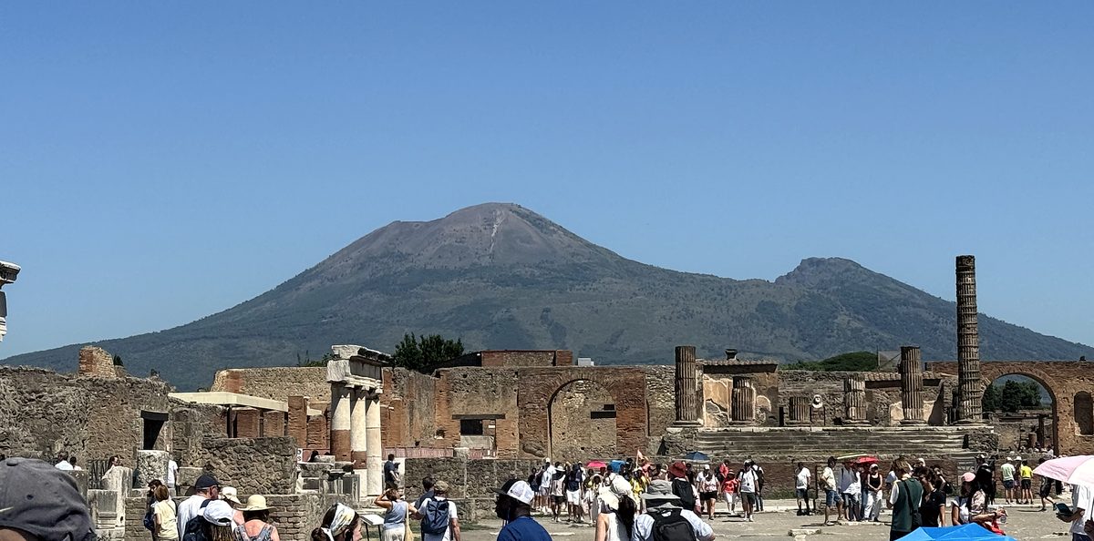 Pompeii with Vesuvius rising behind