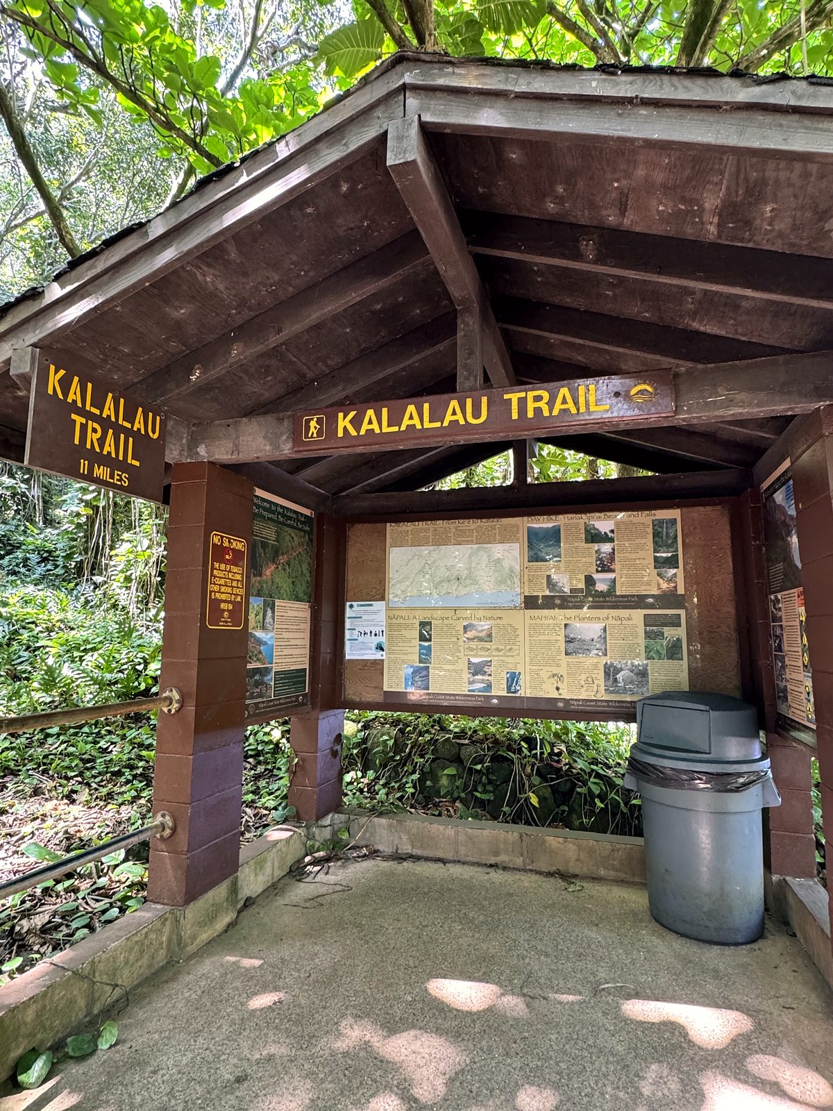 The Kalalau Trail sign at the trailhead