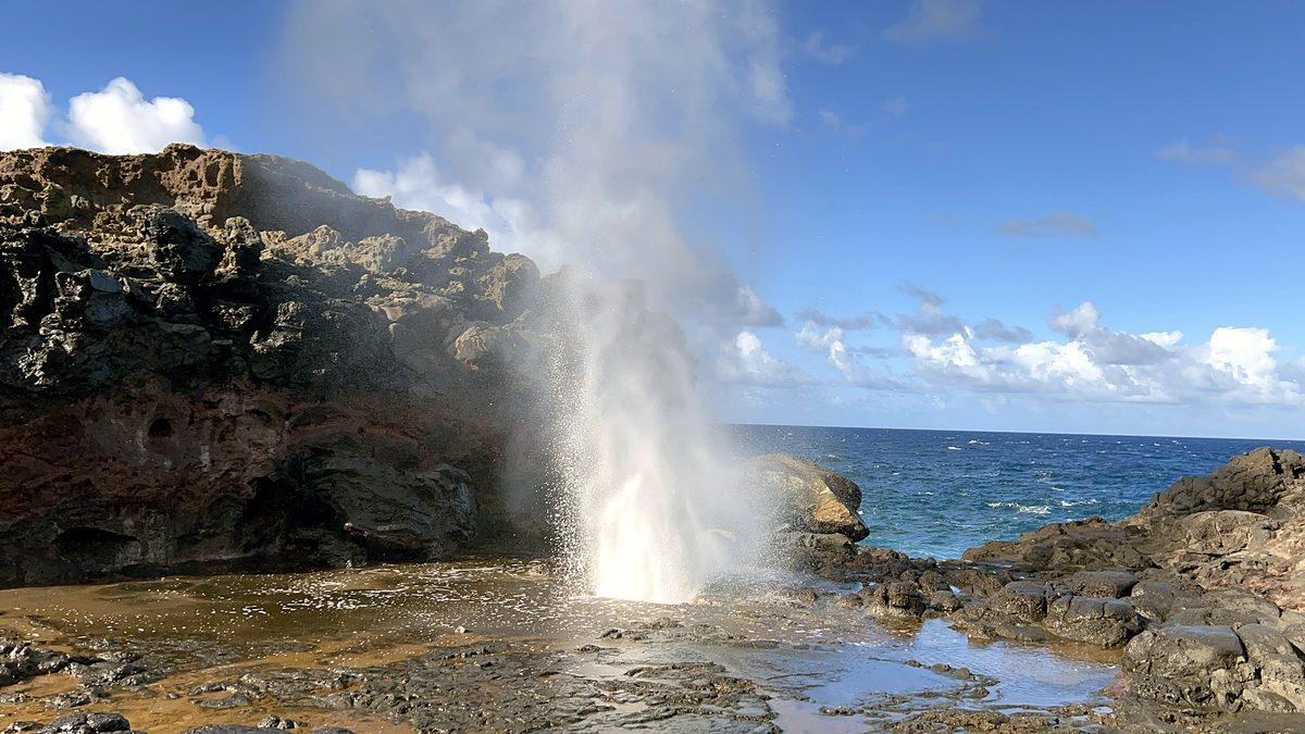 The Nakalele blowhole sending up a plume