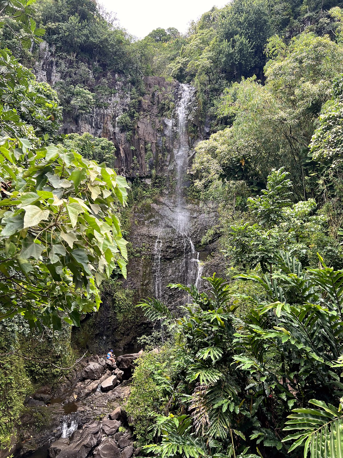 A roadside waterfall on the way to Hana