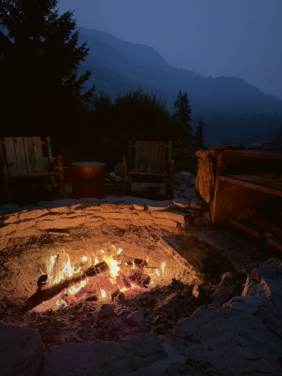 The fire pit at dusk