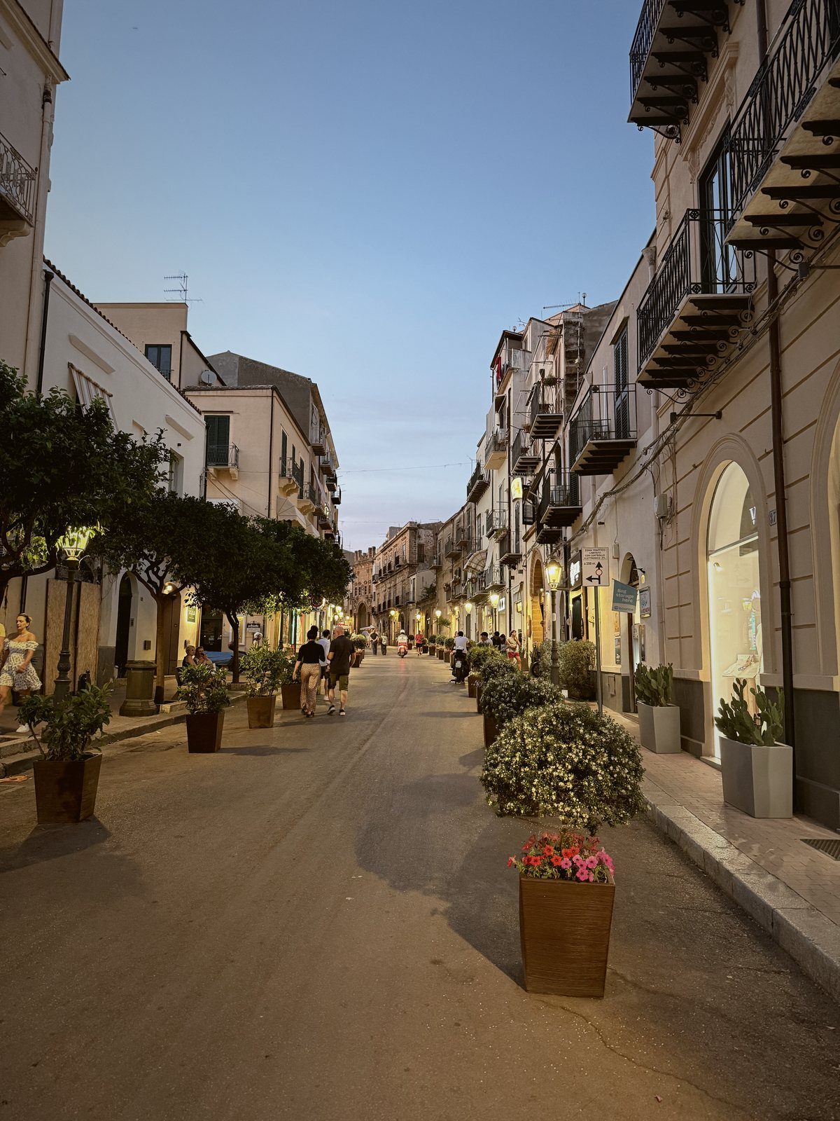 A Cefalu street at dusk