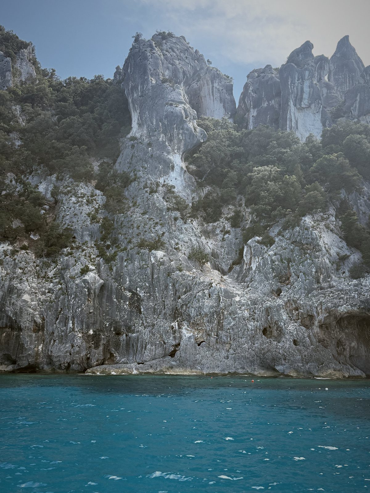 Limestone pinnacles above the sea