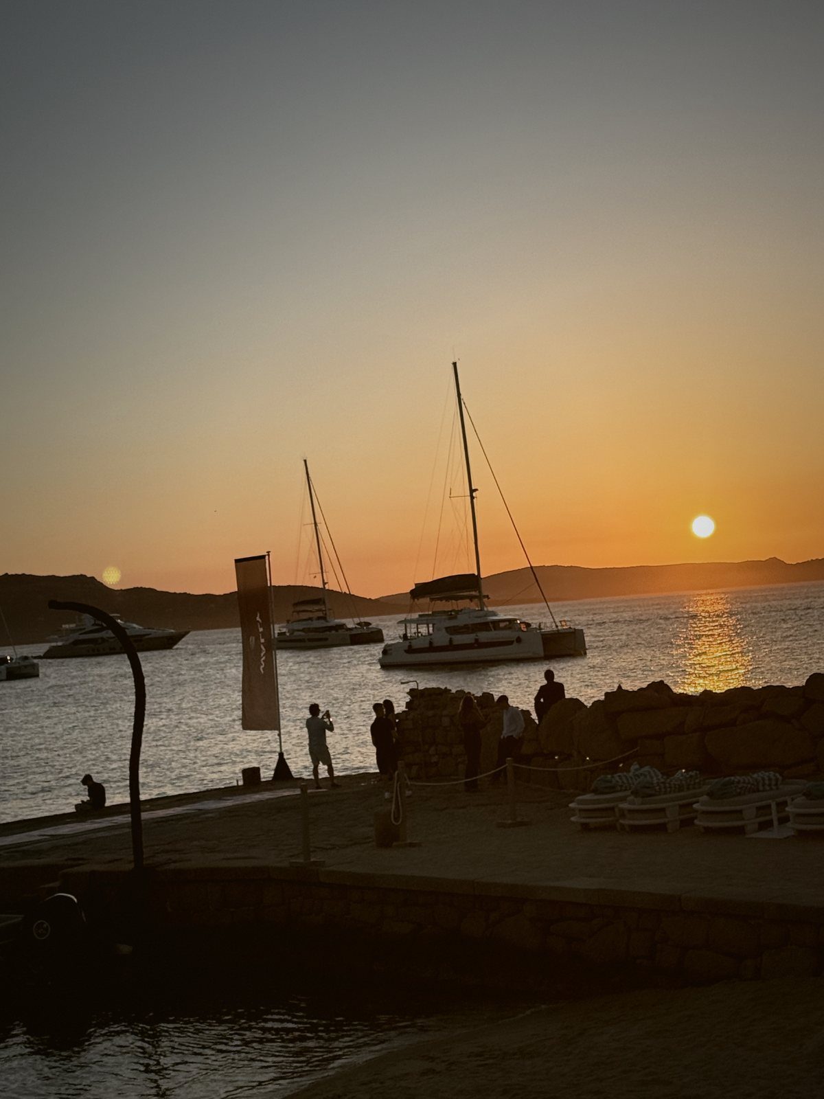 Sailboats at sunset off the Costa Smeralda