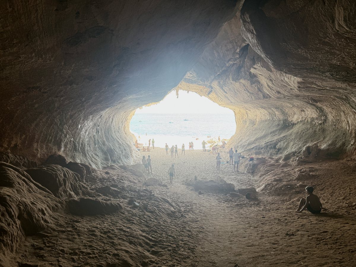 Inside a sea cave, Bue Marino
